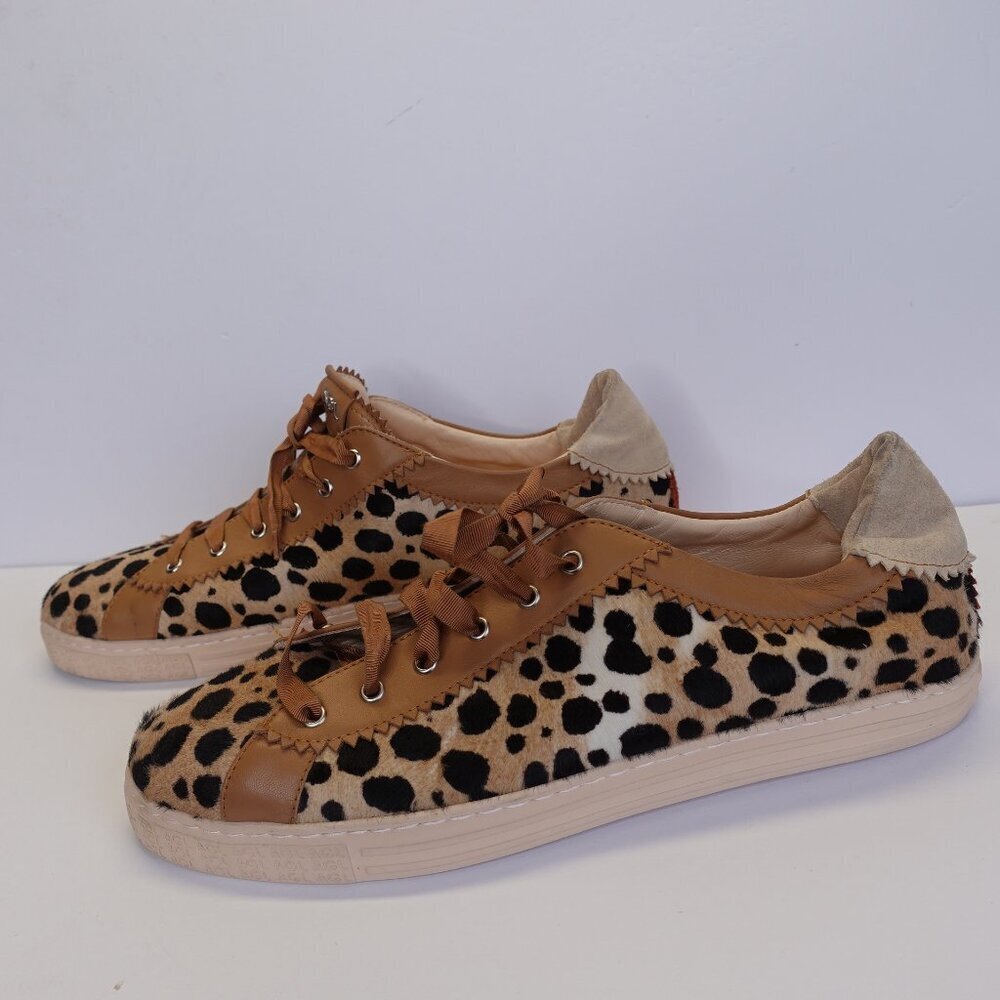 AGL Attilio Giusti Women's Sneaker Genuine Calf Hair Animal Print Size 43 - Picture 3 of 9
